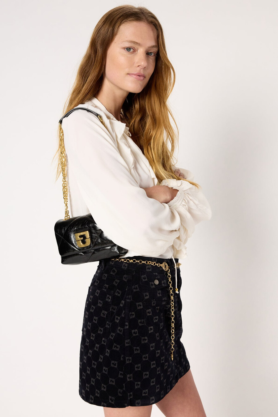 minigonna in velluto con monogramma - imma