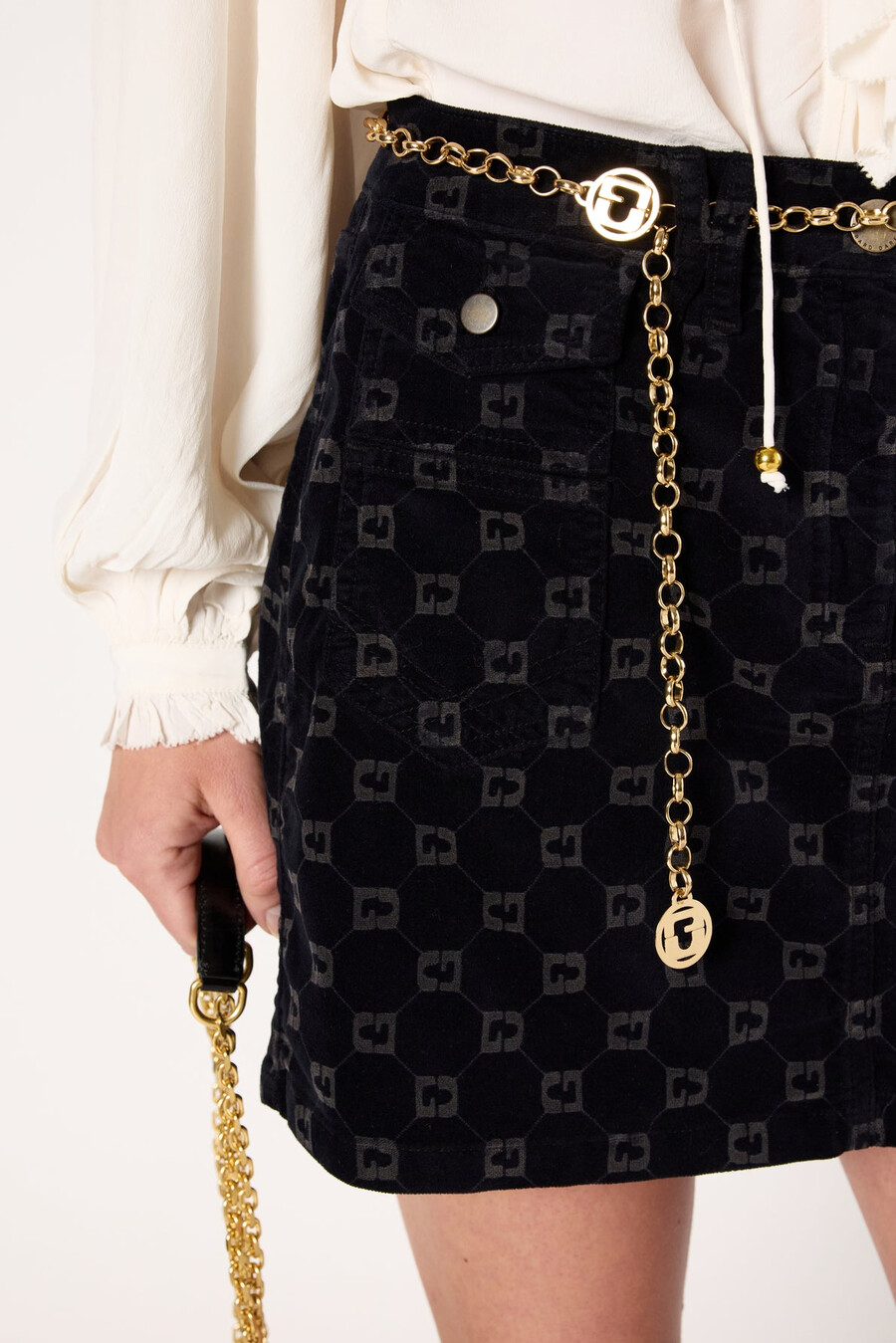 minigonna in velluto con monogramma - imma
