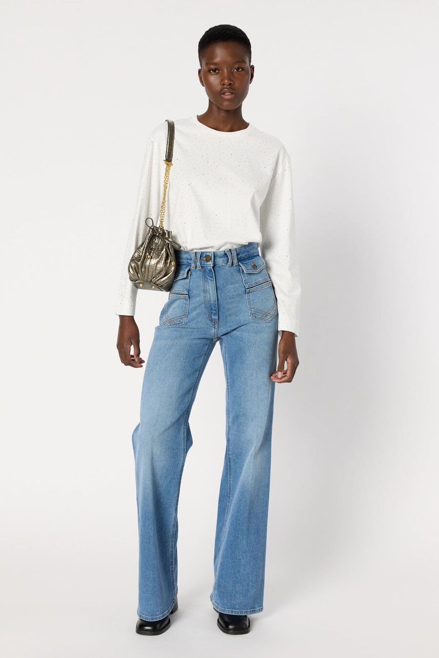 t-shirt in cotone con glitter - hermine
